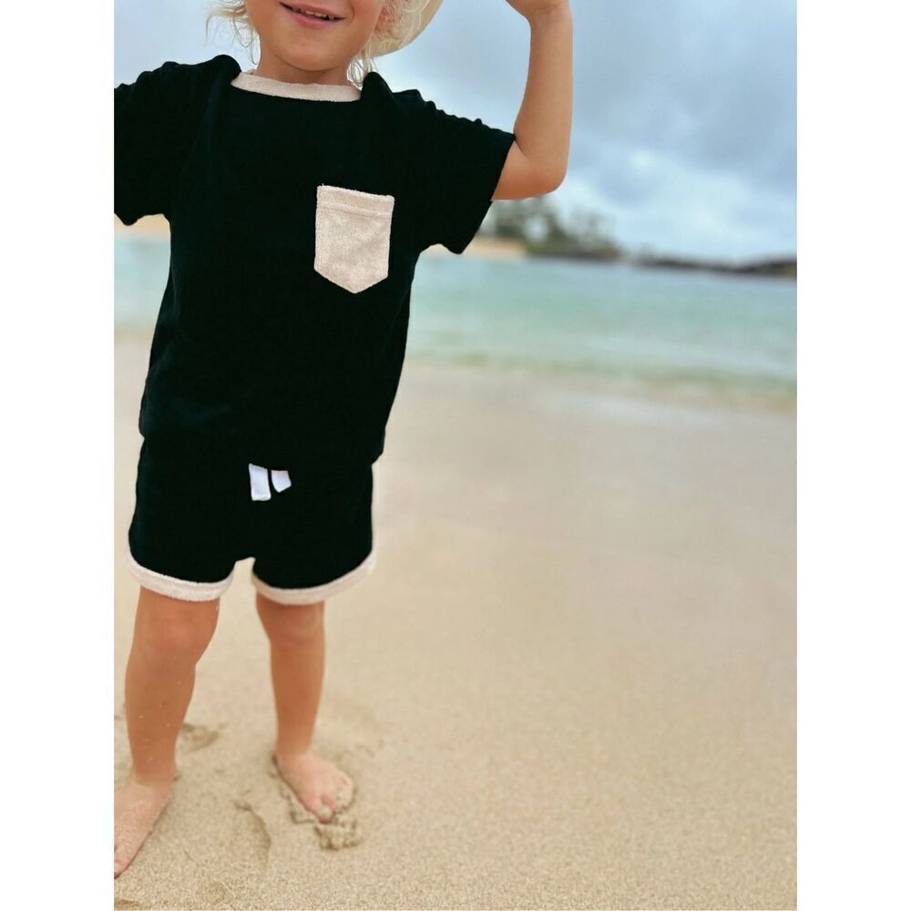NWT Little Bipsy SET Terry Cloth T-Shirt & Track Short Set -6-12M
